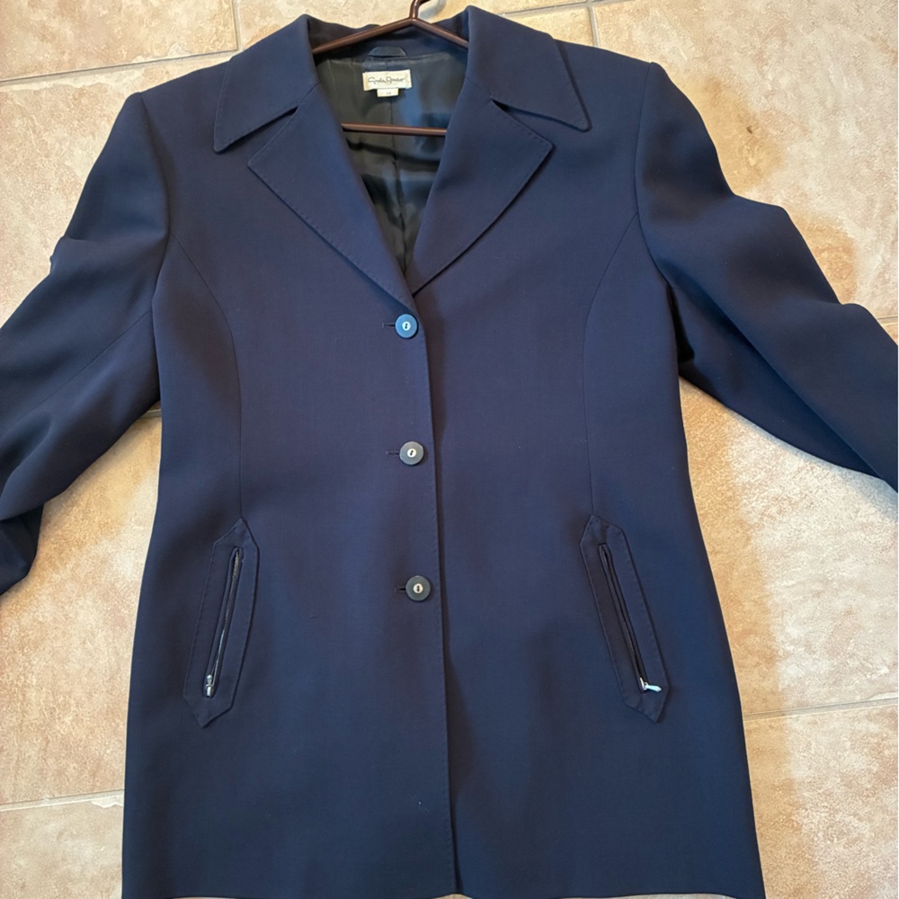 Fabulous vintage Greta Garbo navy blazer Jacket size 14